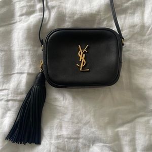 SAINT LAURENT YSL MONOGRAM MINI BLOGGER CROSSBODY BAG - BLACK LEATHER SMALL